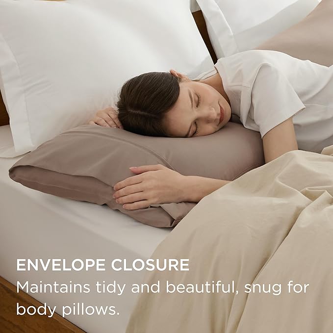 Bedsure Body Pillow Case Cover - Taupe Brushed Microfiber Long Pillow Cases, Ultra Soft and Cozy Body Pillowcase with Envelope Closure, Wrinkle, Fade and Stain Resistant, 1 Pack, 20x54 Inches