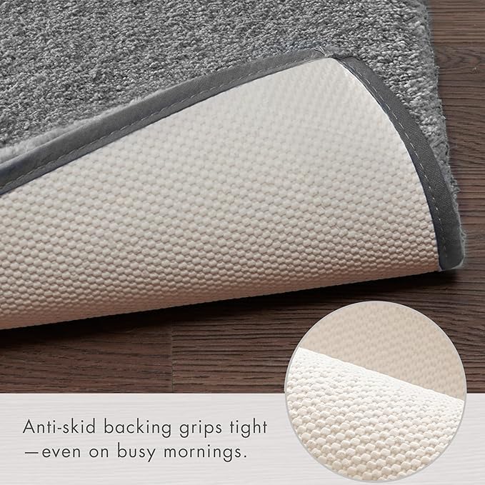 Madison Park Marshmallow Bathroom Rug Non Slip, Luxrurious Plush Bath Mat, Absorbent, Quick Dry, Spa Design Bath Room Décor, 20x24, Grey