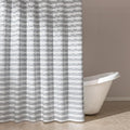 Amazon Basics Geometric Jacquard Fabric Shower Curtain for Bathroom, Lightweight, Waterproof and Washable, 72" W x 86" L, Grey Striped