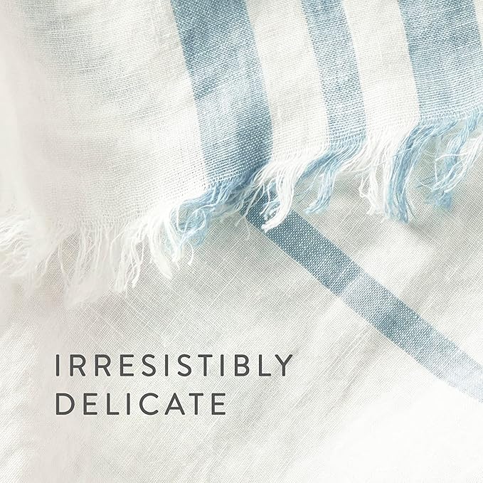 Thymes Washed Linen Candle - 8 oz Scented Candle for a Fresh Home Fragrance - Matte White Jar