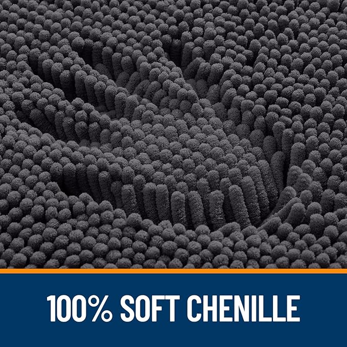 OLANLY Bathroom Rugs 44x32, Extra Soft Absorbent Chenille Bath Rugs, Rubber Backing Quick Dry, Machine Washable Bath Mats for Bathroom Floor, Tub and Shower, Home Decor Accessories, Dark Grey