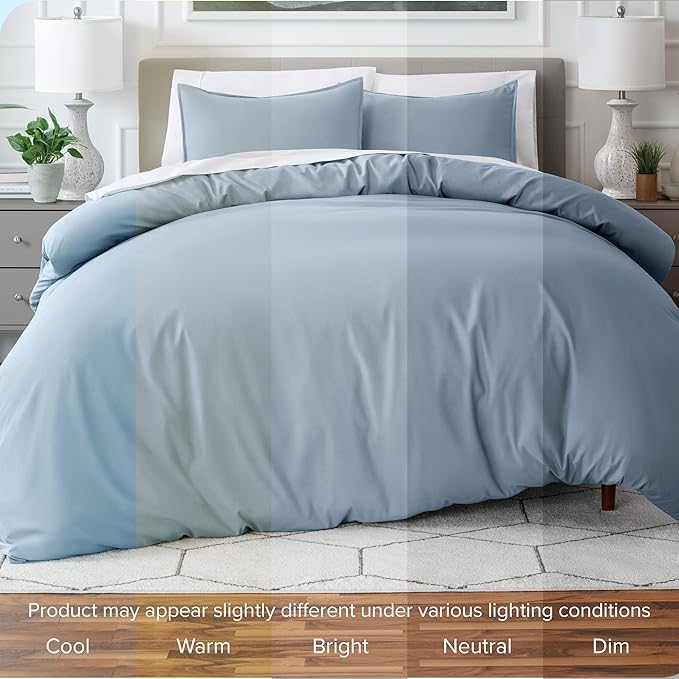 Bare Home Bedding Duvet Cover King Size - Premium 1800 Super Soft Collection - Lightweight, Cooling - Soft Breathable Bedding Duvet Cover (King, Dusty Blue)