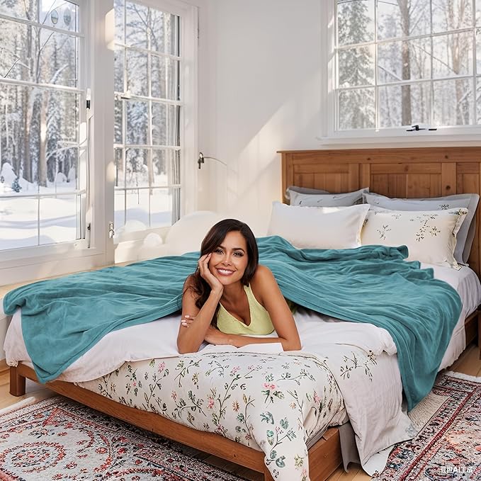 Heated Electric Blanket 72"x84" Full Size, Soft Coral Fleece Fast Heated Blanket with 4 Heating Levels and 10 Hours Auto-Off, Cozy Plush Fabric, Machine Washable - Home, Teal