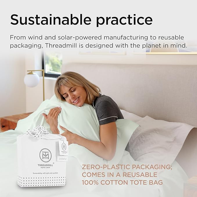 Threadmill Sheets for Twin XL Mattress | 800 Thread Count Twin XL Bed Sheets Set with 15” Deep Pocket | Sateen Weave, Better Than Egyptian Cotton, 3-Piece Bedding Set with Cooling Effect | Seaglass
