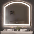 Hasipu 40x36 Inch LED Bathroom Mirror Arch Vanity Mirror with Lights Frontlit Smart Touch Sensor Dimmable 3 Colors Temperature Shatterproof Wall-Mounted Vanity Mirror Metal Frame