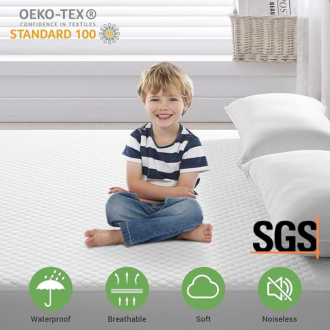 MERITLIFE 100% Waterproof Mattress Protector King Size,Cooling Breathable Mattress Pad Cover 3D Air Fabric,8-21" Extra Deep Pocket,Washable,Noiseless (Beehive,King 78"x80")