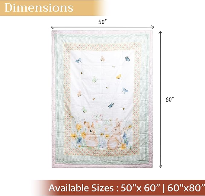 Maison d' Hermine Throw Blanket Lightweight and Breathable Cotton Easter Throw Blanket for Couch Bed Sofa Girls Boys Women Men Gifts Travel Living Room Bedding (50"x60", Easter Dew)