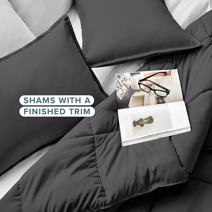 Bare Home Comforter Set - Full Size - Ultra-Soft - Goose Down Alternative - Premium 1800 Series - All Season Warmth (Full, Forged Iron Grey)