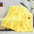 greenoak Heated Electric Blanket Throw, Faux Fur Sherpa Heating Blanket for Sofa Bed, Warm Winter Gifts for Women/Adults, Heater Lap Blankets 5-Position Timer &10 Heating Levels 50''*60" Lemon