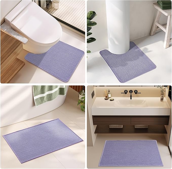 Bathroom Runner Rugs, Long Bath Mat Runner Washable Thin Quick Dry Low Pile Bathroom Runner Rugs Non Slip, Lavender 24"x70"