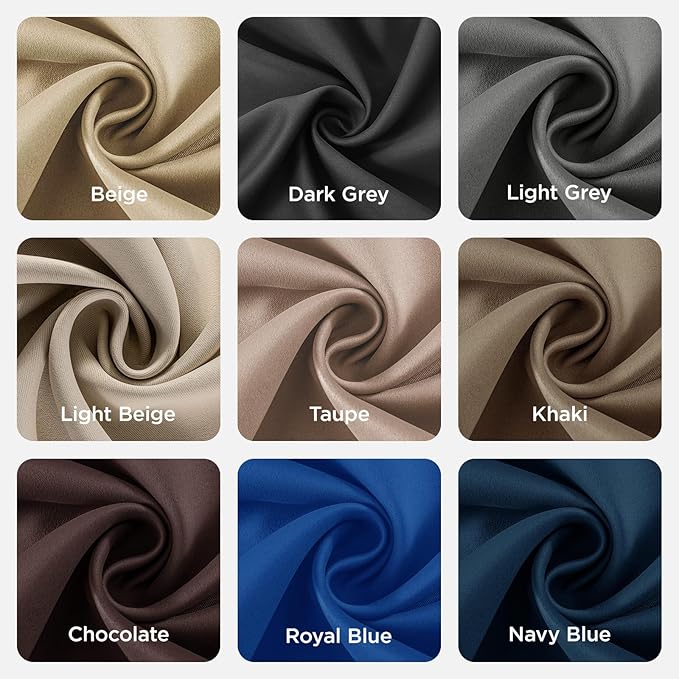 Joydeco Blackout Curtains 84 Inch Length 2 Panels Set, Thermal Insulated Long Curtains& Drapes 2 Burg, Room Darkening Grommet Drapes for Living Room Bedroom Window (W52 x L84 Inch, Light Beige)