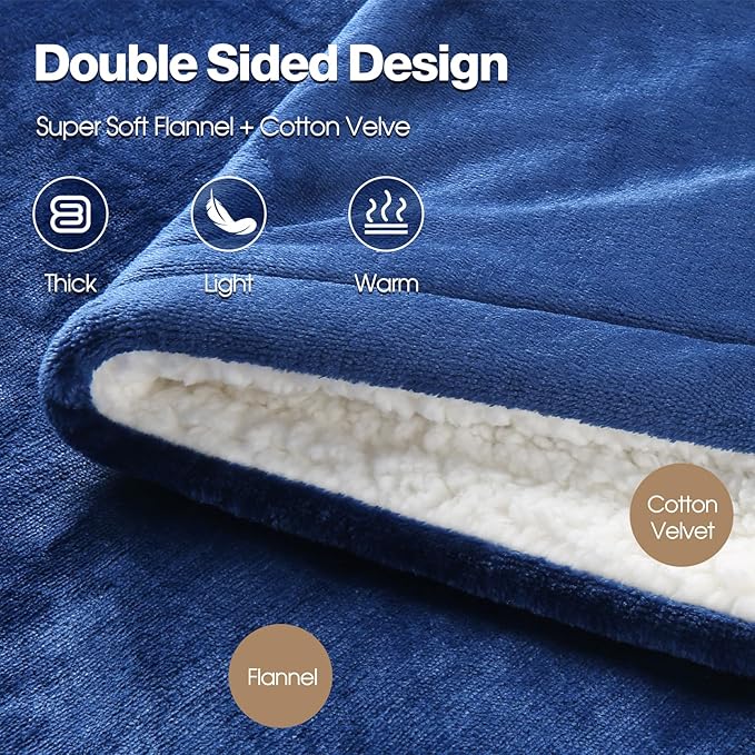 Heated Blanket Electric Queen Size 84"X90",Electric Blanket with 6 Heat Settings & 1-10 Hours Time Settings Auto-Off,Machine Washable Heating Blanket for Home and Office (Blue)