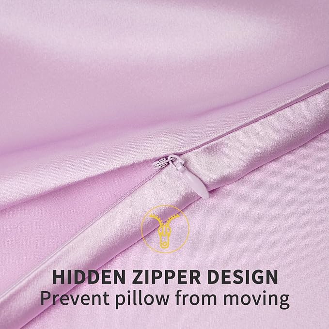 ZIMASILK 100% Pure Mulberry Silk Pillowcase for Hair and Skin Health,Soft and Smooth,Both Sides Premium Grade 6A Silk,600 Thread Count,with Hidden Zipper,1pc(Standard 20''x26'',Light Purple)