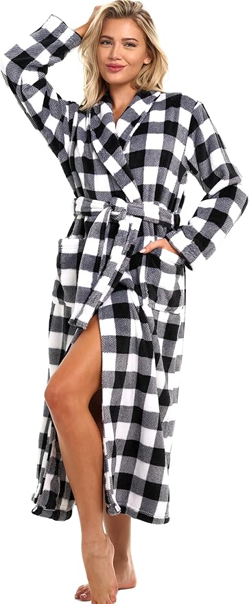 Alexander Del Rossa Plush Robe for Women, Long Fleece Winter Bath Robe, Plus Size
