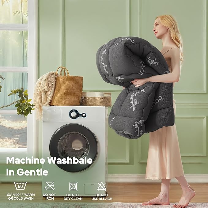 BEDLORE King Mattress Topper Viscose Derived from Bamboo, Thick Pillow Top Mattress Pad with Stretchable Pockets for 6"-18" Mattress, Soft Breathable Mattress Topper for Back Pain Relief(Dark Gray)