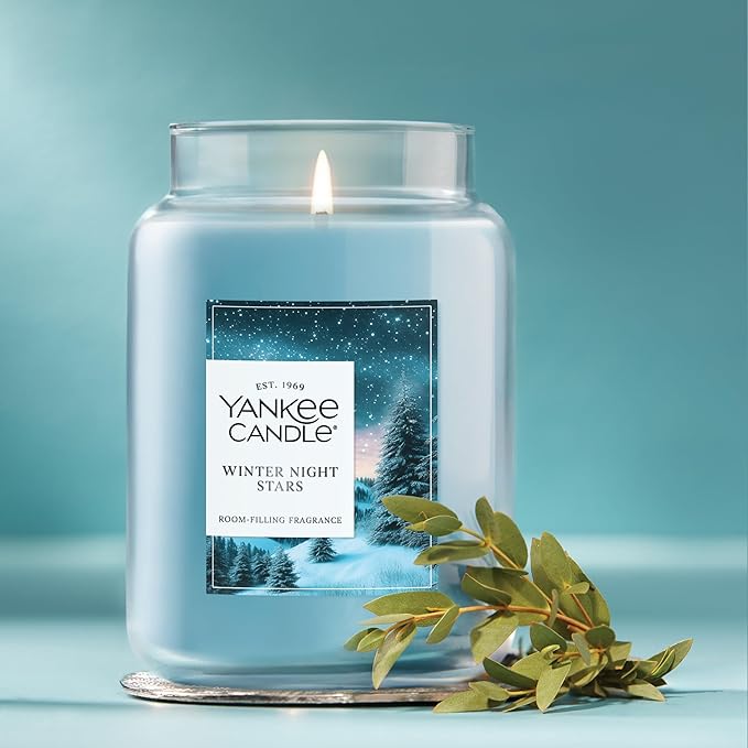 Yankee Candle Winter Night Stars Scented Candle, 22oz Large Jar with up to 150 Hour Burn Time, Giftable, Holidays