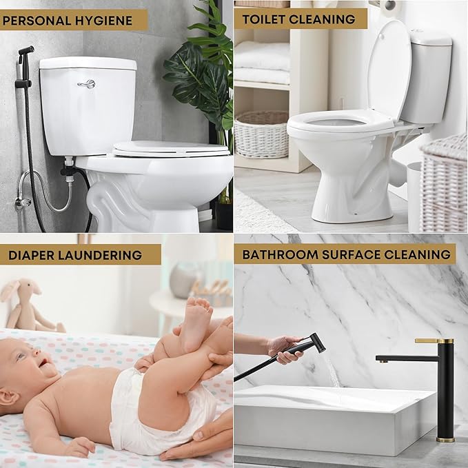 Purrfectzone Bidet, Stainless Steel Jet Spray for Toilet, Wall-Mounted - Matte Black