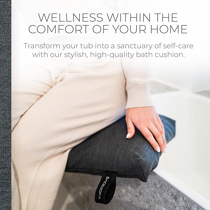 BADESOFA® Luxury Seat Cushion for Bath | Premium-Quality Materials | Comfortable & Quick-Drying | Washable Bath Pillow in Charcoal | Home Spa | Suitable for Bathtub, Steam Sauna & Hot Tub