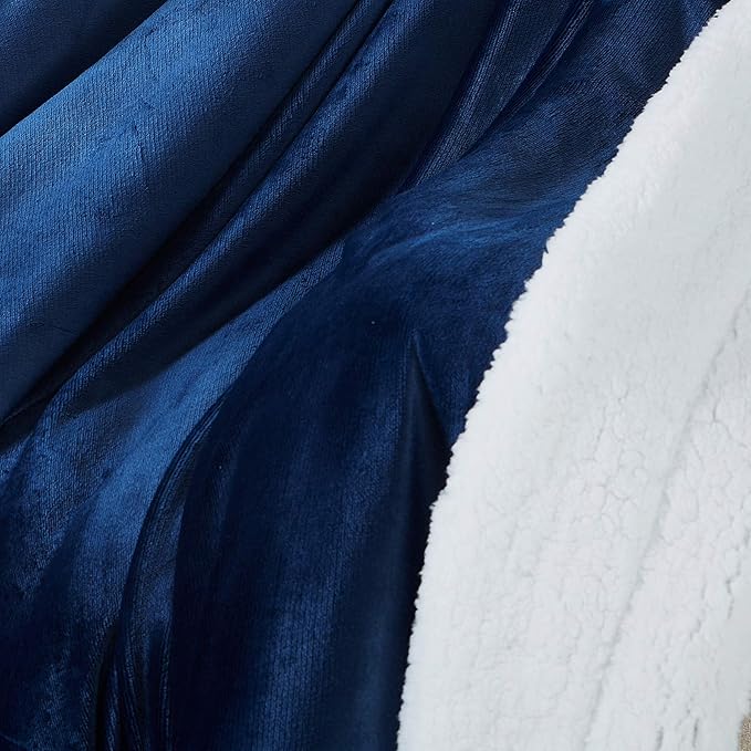 SOCHOW Sherpa Fleece Throw Blanket, Double-Sided Super Soft Luxurious Plush Blanket Twin Size, Navy Blue(60/inch X80/'')