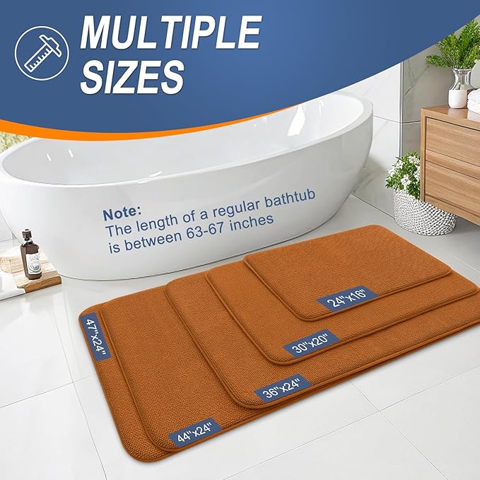 OLANLY Thick Memory Foam Bath Mat Rug 30x20, Extra Soft Absorbent Bathroom Rug, Quick Dry Bath Mats, Non-Slip, Machine Washable Carpet for Bathroom, Tub and Shower, Home Decor Accessories, Ochre
