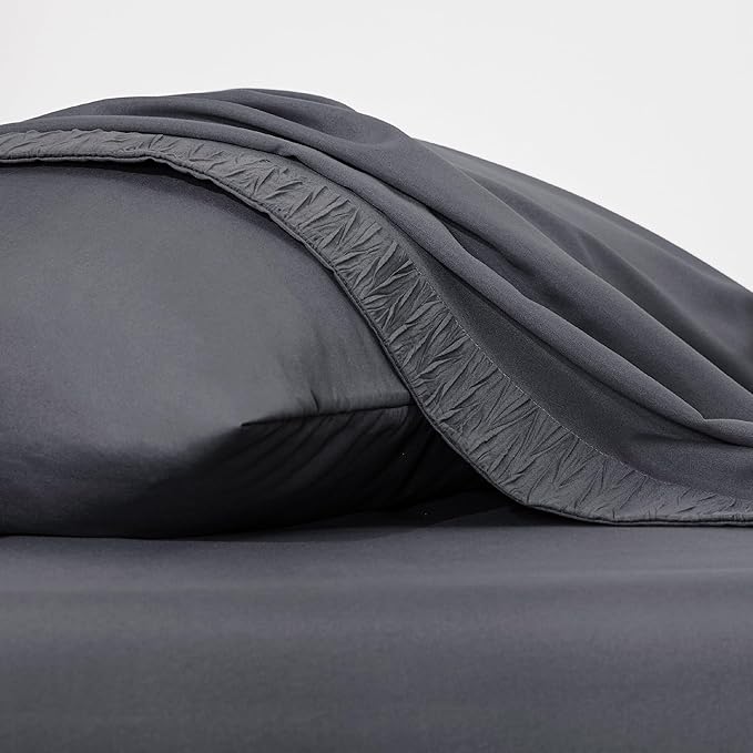 Bedsure Twin XL Sheet Sets Dorm Bedding - 3 Pieces Soft Extra Long Twin Sheets, Hotel Luxury, Easy Care Microfiber for Women, Men, Dark Grey