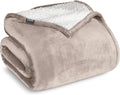 Bare Home Sherpa Fleece Blanket - Twin/Twin Extra Long - Blanket for Bed, Sofa, and Couch - Warm & Lightweight - Fluffy & Soft - Reversible (Twin/Twin XL, Light Taupe)