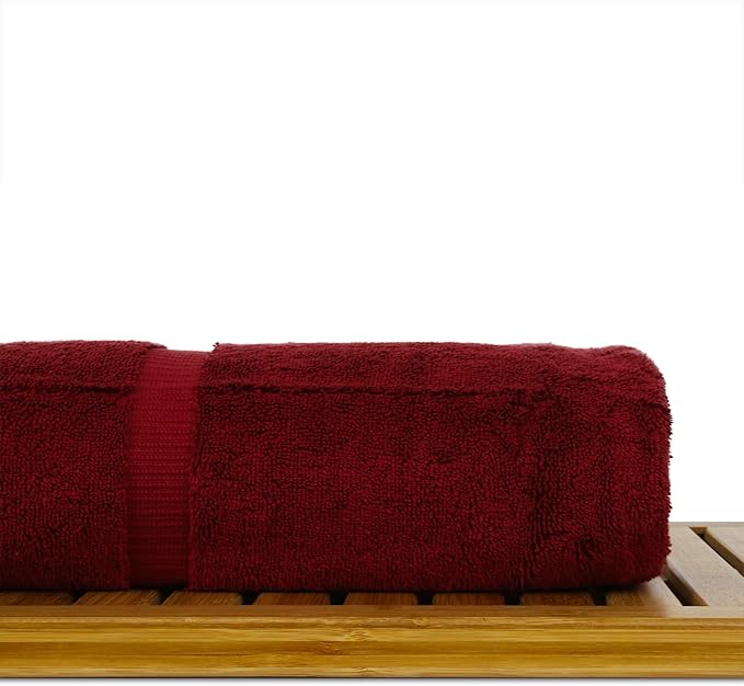 Luxury Hotel & Spa Ultra Soft Bath Towels 100% Turkish Cotton - Cranberry - Set of 2
