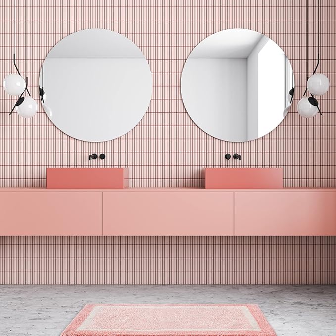CozeCube Bath mats for Bathroom Non Slip, Fluffy Absorbent Microfiber Bath mat Washable, Aesthetic Bathroom Rugs, Small Blossom Pink Bath mat, Blossom Pink, 24" x 16"