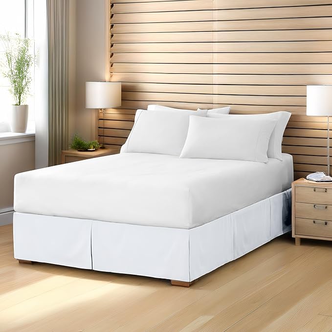 Bare Home Queen Bed Skirt - 15-Inch Tailored Drop Easy Fit - Bed Skirt for Beds - Center & Corner Pleats (Queen, Lavender)