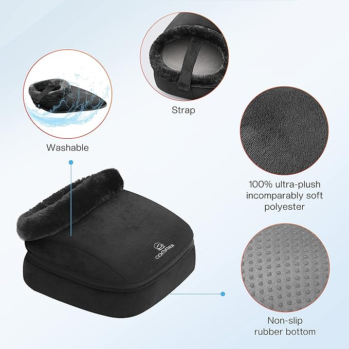 COMFIER Foot Massager with Heat, Electric Foot Warmer, Shiatsu Feet Massager Machine for Plantar Fasciitis,Neuropathy, 2-in-1 Foot & Back Massager, Foot Heater,Christmas Gifts for Women,Men