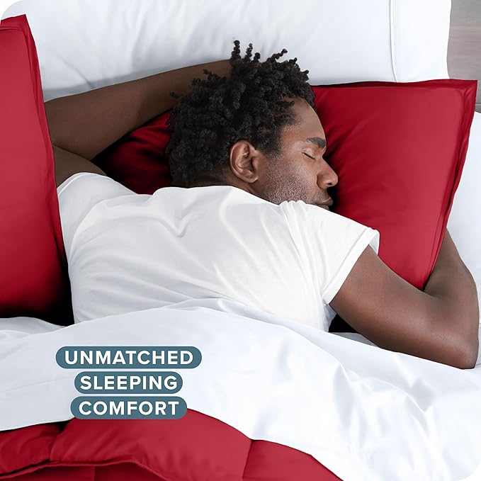 Bare Home Bedding Duvet Cover Queen Size - Premium 1800 Super Soft Collection - Lightweight, Cooling Duvet Cover - Soft Breathable Bedding (Queen, Red)