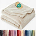 Ultra Soft Fleece Blanket Queen Size - Flannel Fleece Luxury Queen Blanket - Lightweight for Couch Bed Chair - Thick, Warm and Breathable - All Season Cozy Fuzzy, Anti-Static Microplush Bedding, Cream