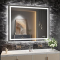 Amorho LED Bathroom Mirror 48"x 38" with Front and Backlight, Stepless Dimmable Wall Mirrors with Anti-Fog, Shatter-Proof, Memory, 3 Colors, Double LED Vanity Mirror(Horizontal/Vertical)