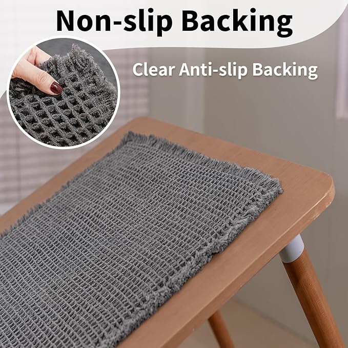 Waffle Bath Mat - Boho Bathroom Rugs Non Slip Washable, Super Absorbent & Quick Dry, Soft Bath Mat Farmhouse Bathroom Decor, 24'' x 36'', Dark Grey