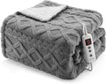 CAROMIO Heated Throw Blanket - Thick Tufted Sherpa Electric Blanket Throw with 10 Heating Levels and 10 Time Settings, ETL Certified Machine Washable Fast Heating Blanket Throw 50"×60", Grey