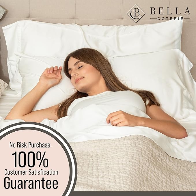Bella Coterie Luxury Bamboo Viscose Twin XL Size Sheet Set | 100% Organically Grown | Ultra Soft | Cooling for Hot Sleepers | 18" Deep Pocket [White]