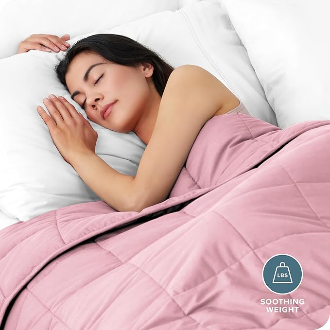 Bare Home Weighted Blanket 40"x60" 10lbs, Light Pink