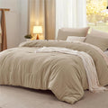 Bedsure Oversized King Size Comforter Set, Khaki Soft Prewashed Bedding for All Seasons, 3 Pieces GentleSoft™ Down Alternative Bed Set, 1 Lightweight Comforter (120"x98") and 2 Pillowcases (20"x36")