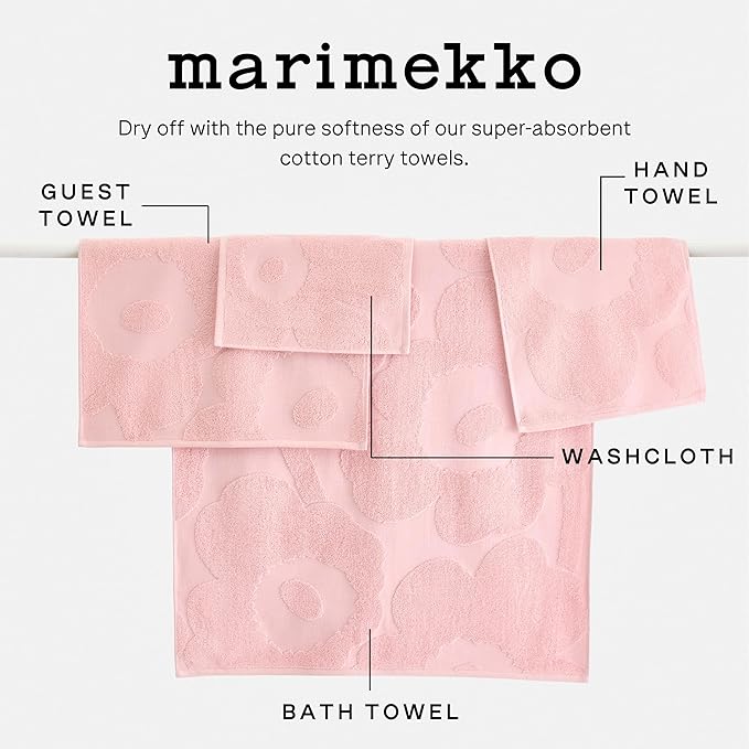 MARIMEKKO Unikko Terry Cotton Bath Towel (Red) – Floral Patterned Bath Towels – 59 in x 28 in