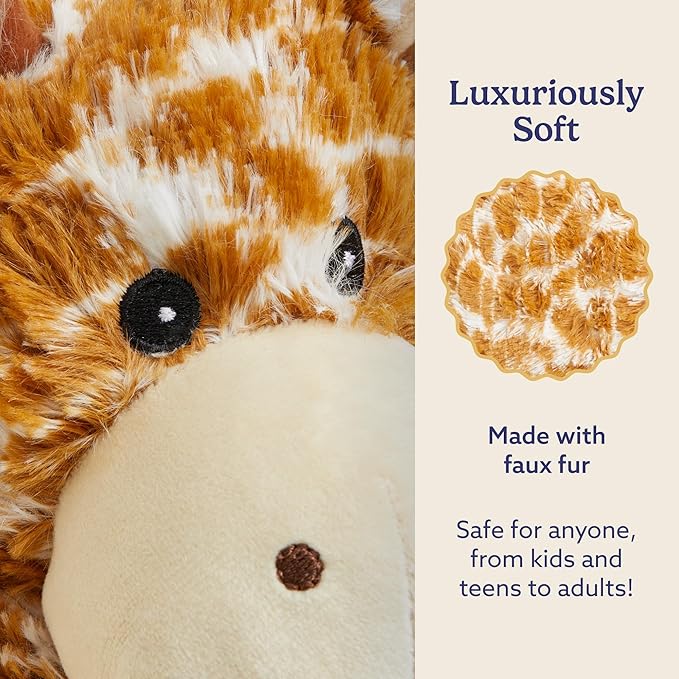 warmies Microwavable Neck & Shoulder Wrap - Heating & Cooling Plush Pad for Calming Relaxation - Weighted & Heated Neck Warmer with Scented Lavender - Microwave Heat Pad for Aches & Pain – Giraffe
