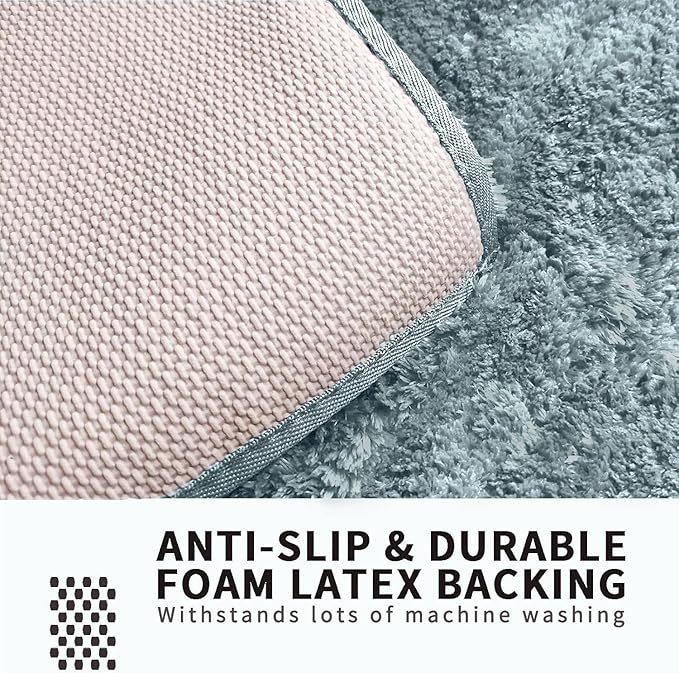FIFU Bathroom Rugs 17" W x 24" L, Bath Mat for Bathroom, Bedroom, Laundry Room & Kitchen, Non-Slip Rubber Latex Backing, Extra Soft and Absorbent Polyester Carpet, Machine Washable Rug, Teal