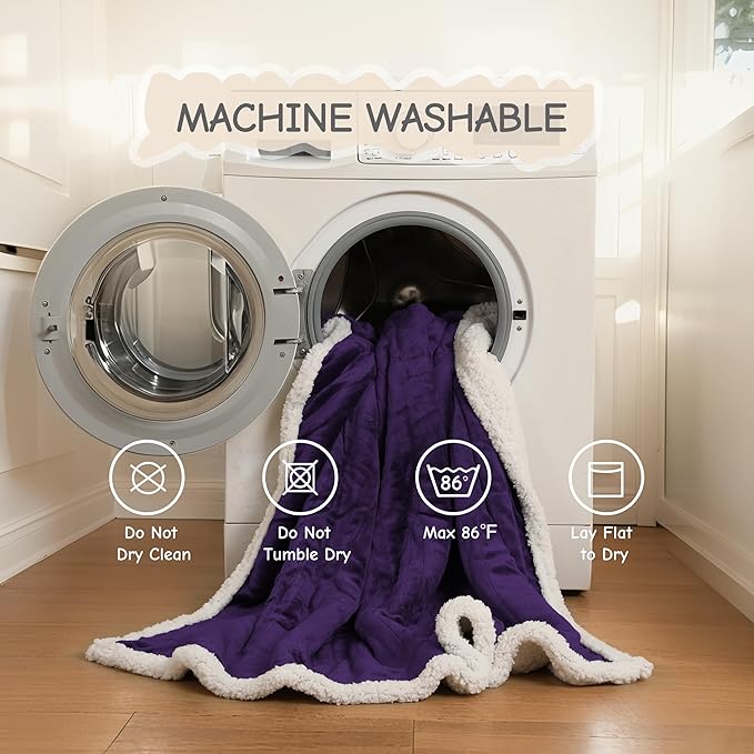 Electric Heated Blanket Full Size 72"x84", Soft Flannel with Overheat Protection, 6 Adjustable Heat Settings & 10-Hour Auto-Off Timer, Fast Heating for Winter Comfort, Dark Purple