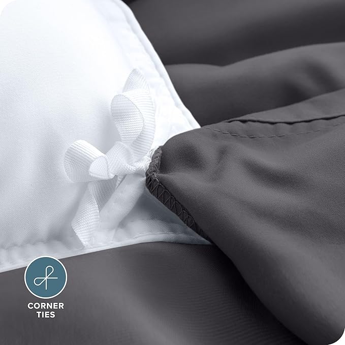 Bare Home Bedding Duvet Cover Queen Size - Premium 1800 Super Soft Collection - Lightweight, Cooling - Soft Breathable Bedding Duvet Cover (Queen, Forged Iron Grey)