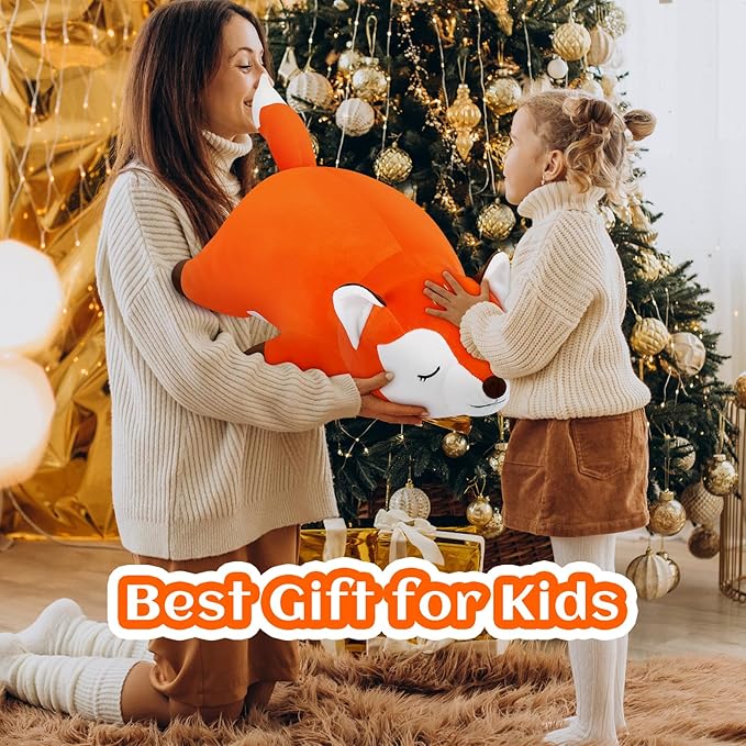 30'' Giant Foxy Plush Stuffed Animal- Fox Plush Pillow, Orange Fox Plushies, Large Sleeping Fox Plush Toy, Cute Hugging Plush Pillow, Room Decor Christmas Birthday Gifts for Kids Girls Boys