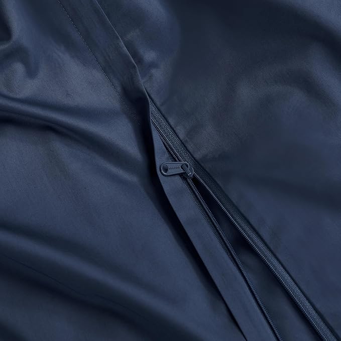 MooMee Duvet Cover Set 100% Extra Long Staple Cotton 600 Thread Count Silky Sateen Smooth Luxury Soft Breathable Durable Hotel Quality Bedding, 3 Pieces (Navy Blue, King 104"x90")