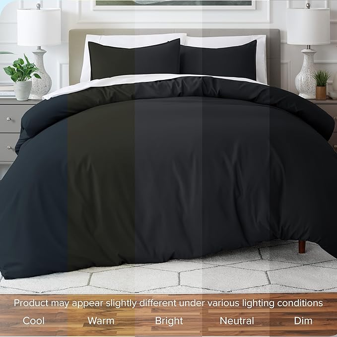 Bare Home Bedding Duvet Cover Oversized King Size - Premium 1800 Super Soft Collection - Lightweight, Cooling Duvet Cover - Soft Breathable Bedding (Oversized King, Black)