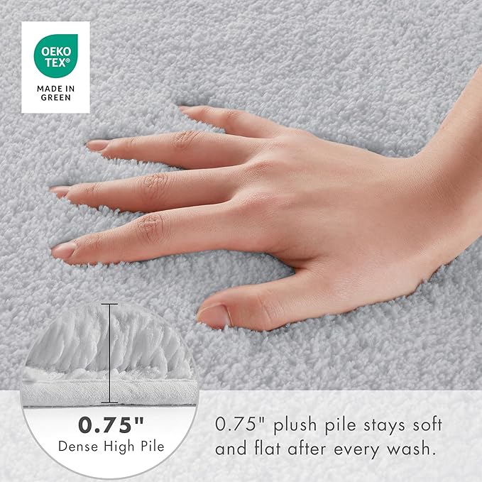 Madison Park Signature Non Slip, Luxrurious Plush Mat, Absorbent, Quick Dry, Spa Design Bath Room Décor Marshmallow Bathroom Rug, 1'8"x2', Silver