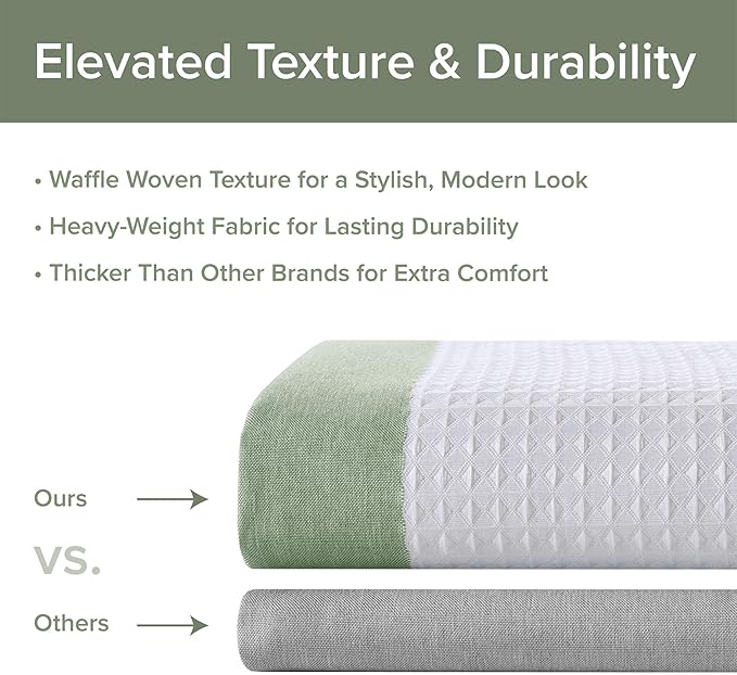 Madison Park Shower Curtain Spa Waffle Weave Extra Long Shower Curtain for Bathroom 3M Scotchgard Moisture Management, Spa Quality Modern Shower Curtains for Bathroom, Extra Long 72"x84" Sage Green