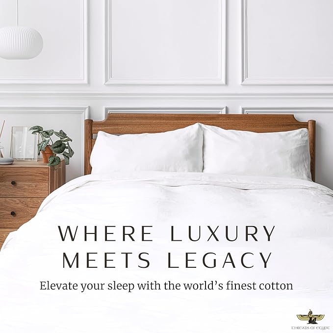 100% Egyptian Cotton Sheets Split King Size | 1200 Thread Count | CEA Gold Seal Certified | Ultra Soft | Cooling for Hot Sleepers | 18" Deep Pocket | Split King Size [White]