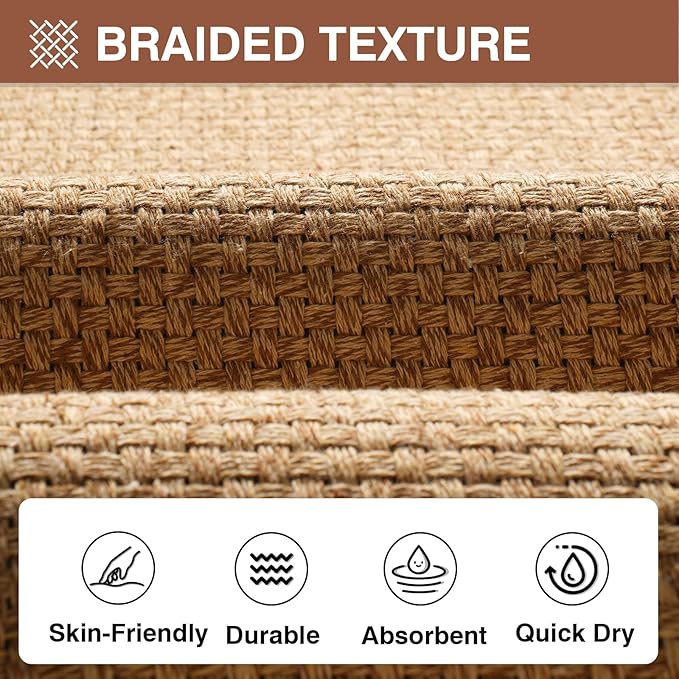 Quick Dry Absorbent Bathroom Rugs Mat Non Slip Bath Mat Ultra Thin Bath Mats Bathroom Mat Floor Rubber Backed Fit Under Door Woven Washable Bath Rugs Brown 16x24